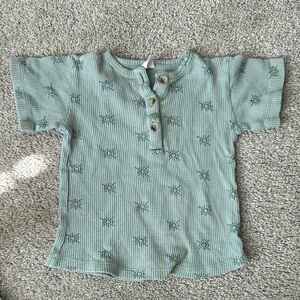 Kate Quinn Kids Short Sleeve Waffle Henley Top - Mint Green